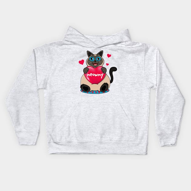 Meowmy's Heart Kids Hoodie by leBoosh-Designs